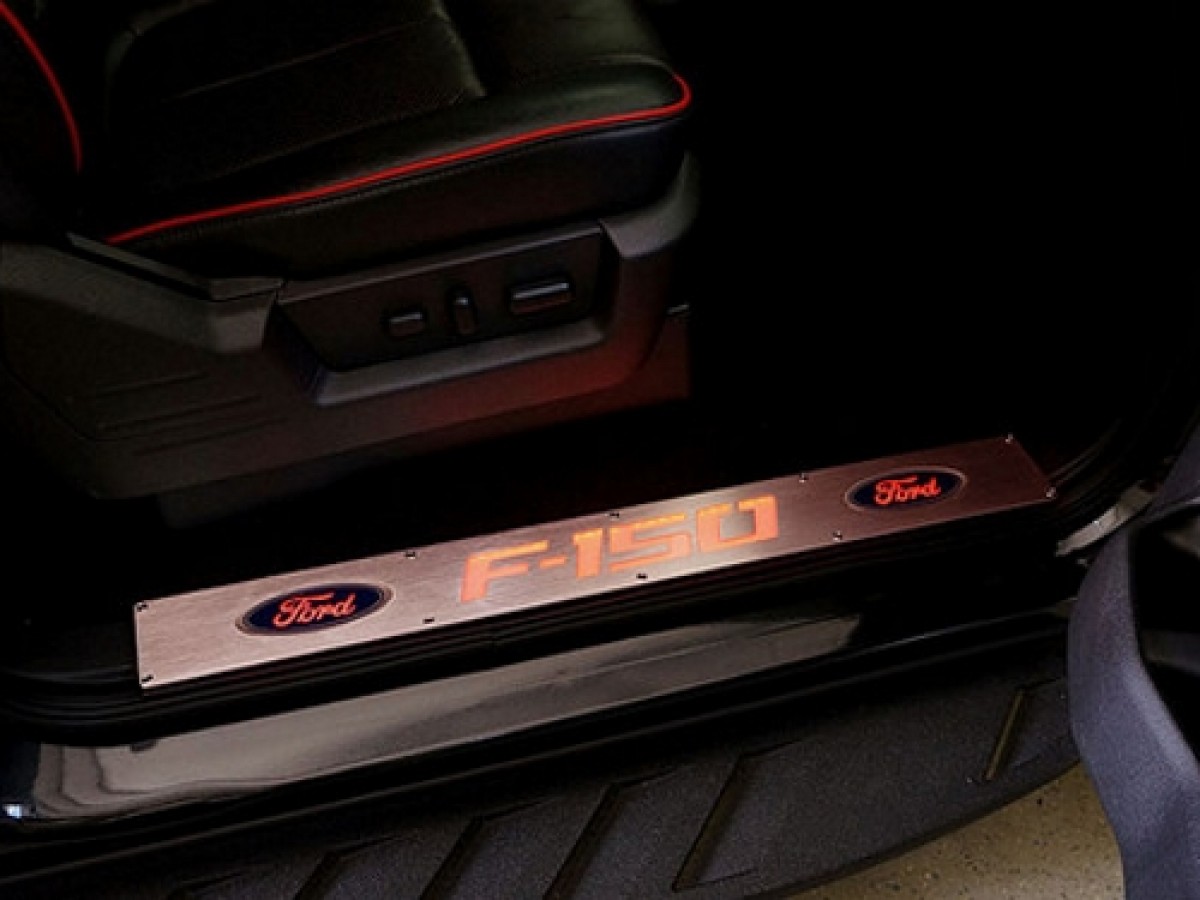 RECON Illuminated Door Sill Plates F150 Logo Red LED 264321FDRD