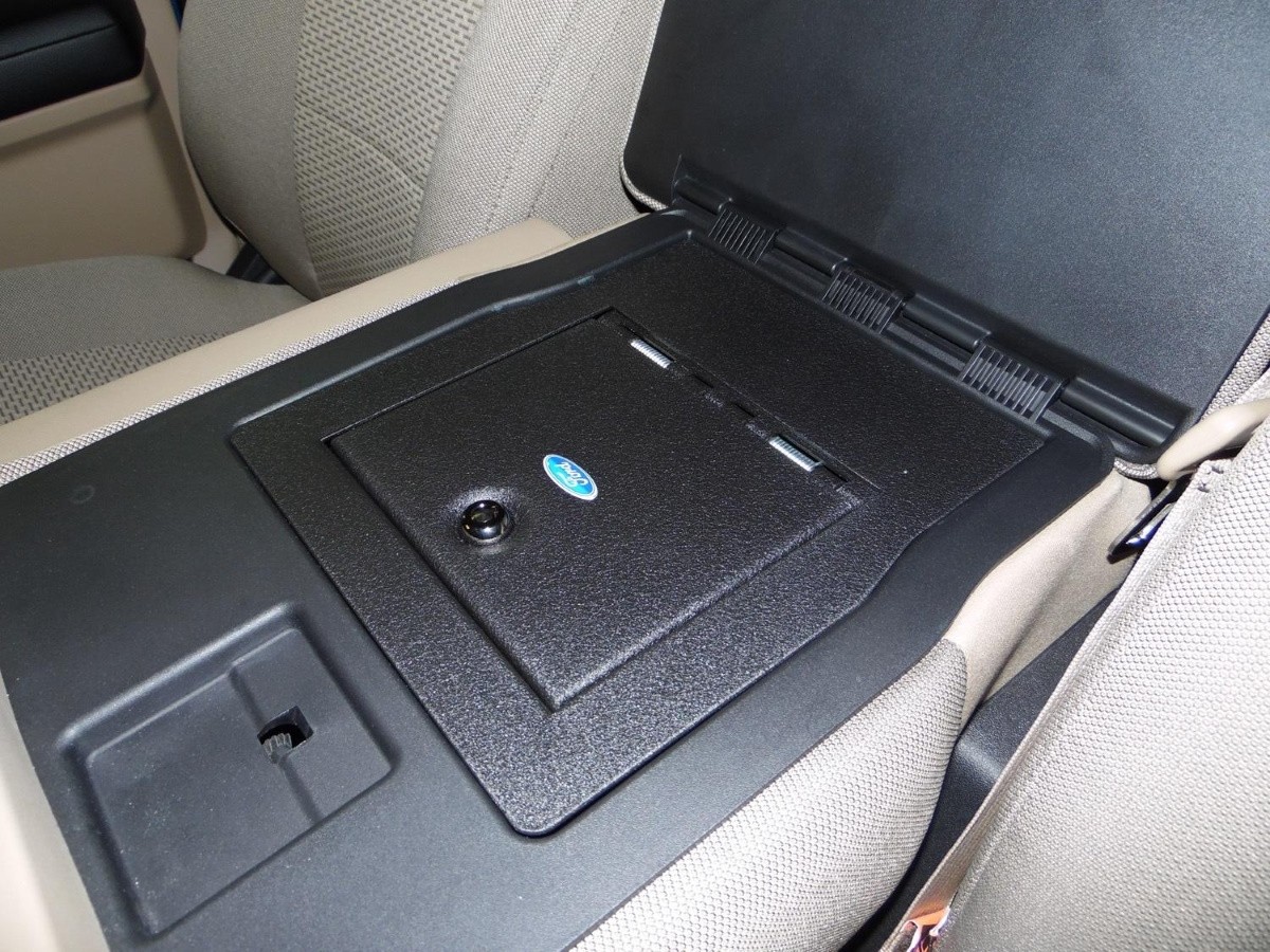 Ford Arm Rest Console Vehicle Safe With Keyed Lock For Split