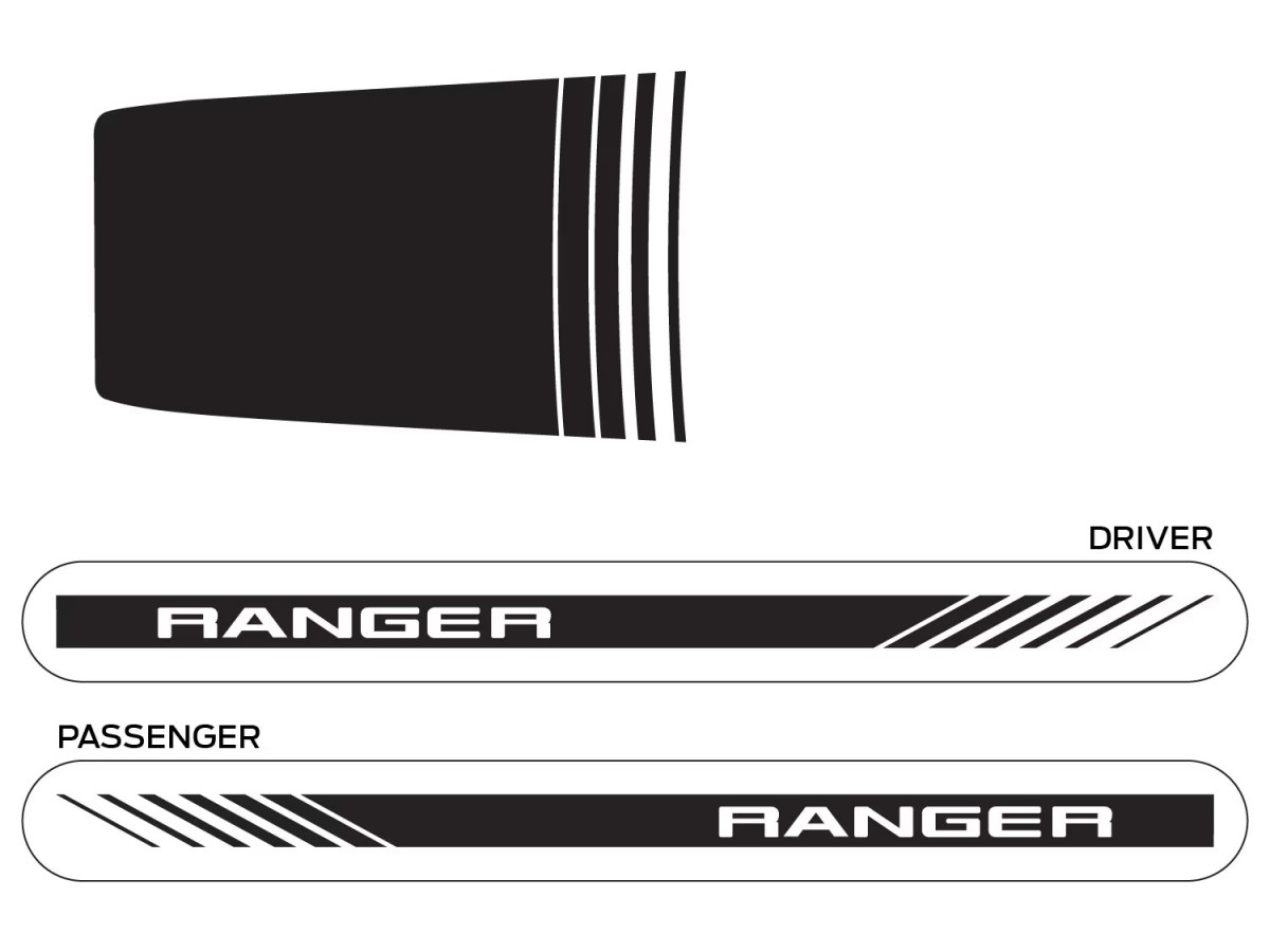 Ford Hood & Lower Bodyside Decal Kit Black Speed Stripe With